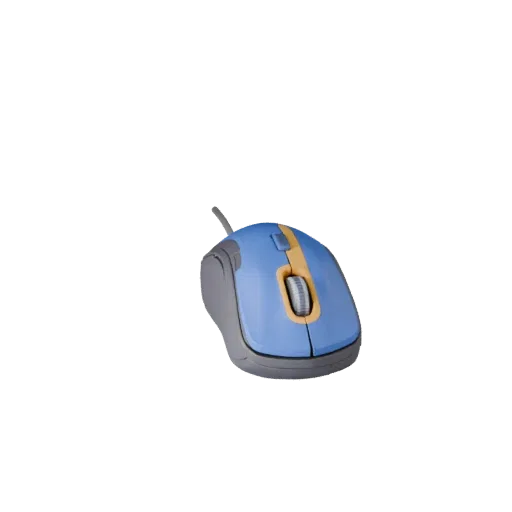 Ergonomic Mouse Stylized 3D model, stylized isometric render, showing plastic shells, desktop scale.