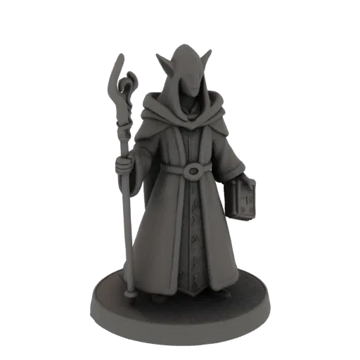 Medieval Dark Elf Wizard Miniature STL
