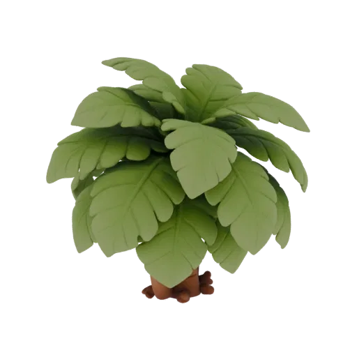 Palm Island Vegetation Printable 3D model, isometric tabletop STL render, showing leaf clusters, terrain detail.