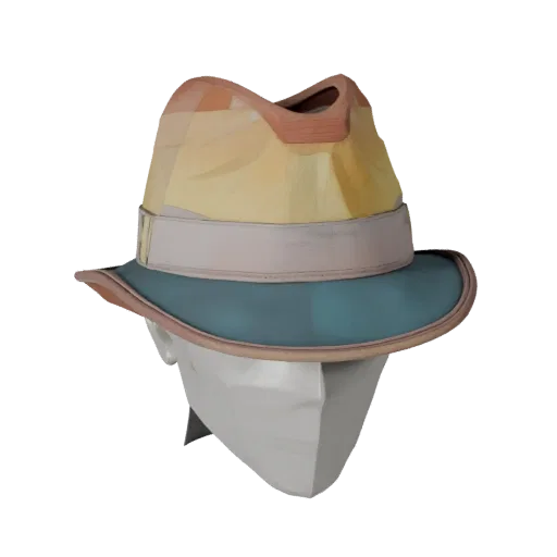 Formal Hat Stylized 3D model, stylized isometric render, showing fabric, headwear silhouette.