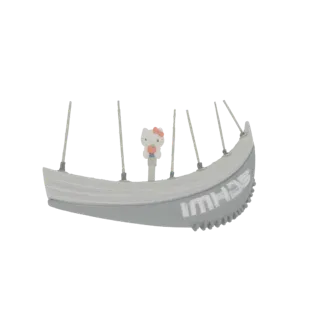 3D model of a Hello Kitty character on a bicycle tire valve cap, with detailed rim and spoke design