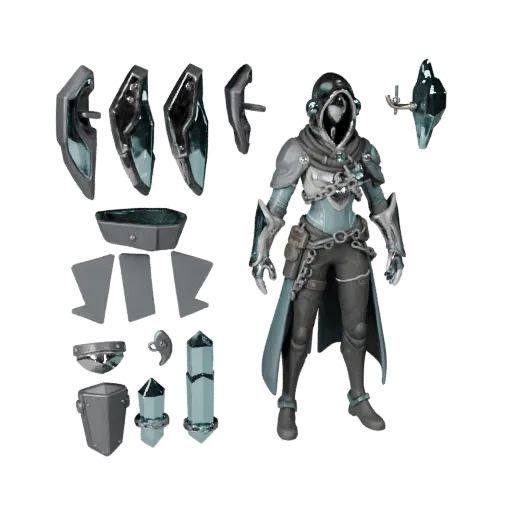 Personnage 3D d'Archer Arcanique de Science-Fiction, vue du moteur, atout prêt pour Unreal Engine avec pose debout et PBR
