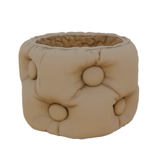 Tufted Cylindrical Ottoman Planter