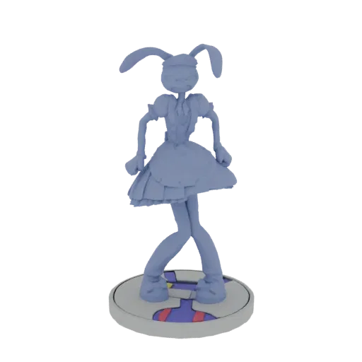 3D model render of a cute Bunny Maid character with bunny ears and a maid outfit, standing on a circular base.