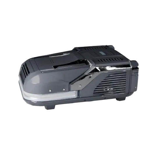Modello 3D Proiettore Olografico GLB, rendering a tre quarti per visualizzatore AR, che mostra strisce emissive.