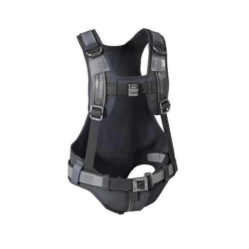 Utility Protective Harness Realistic 3D model, three-quarter studio render, showing plastic shells, form detail.