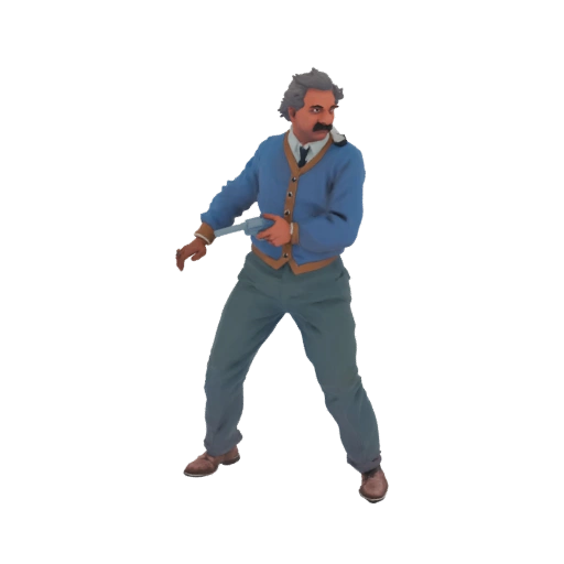 Albert Einstein with Revolver 3D Model