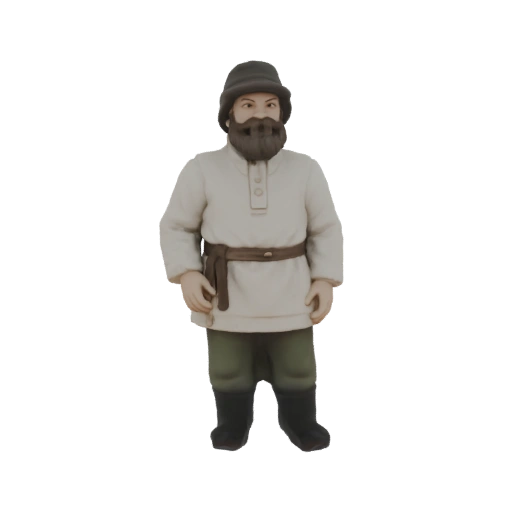 Russian Peasant Man 3D Model