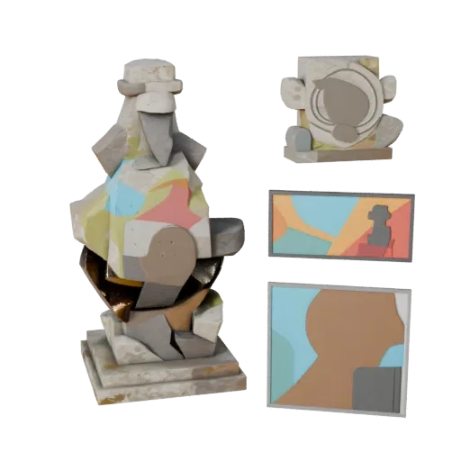 Garden Abstract Sculpture stylized 3D model preview showing silhouette, three-quarter game view