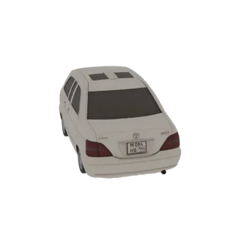 Rear-three-quarter view of a white 3D model Toyota Camry sedan with a sunroof, against a white background.