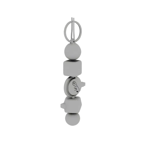 3D model of geometric figure charm pendant: sphere, cube, SSJ plate, cube, sphere