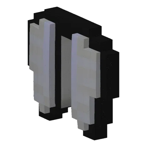 A 3D model of headphones in a voxel art style, with black and light gray blocky elements.