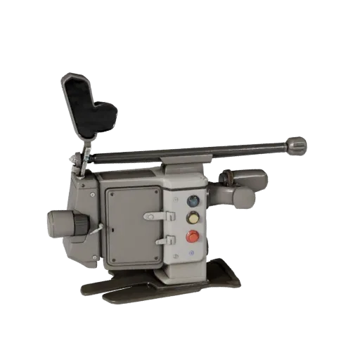 Modern Control Lever 3D model, three-quarter front view, Unreal Engine viewport, showing metal hinges, form detail.
