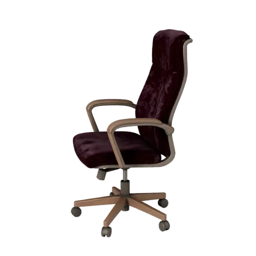 Velvet Office Chair scene ready 3D model, three-quarter studio render, showing seat silhouette and surface contrast.