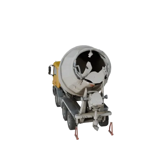 Heavy Duty Concrete Mixer High Poly 3D model, close-up studio render, showing concrete, site-ready silhouettes.