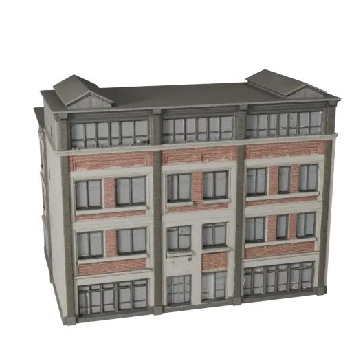Modular Facade Kit Unreal Engine-ready 3D model, Unreal Engine viewport, showing modular building kit materials and architect