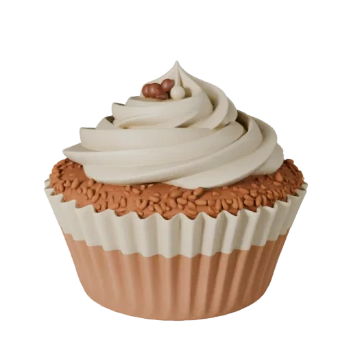 Mini Cupcake Printable 3D model, isometric STL render, showing cream, sweet food silhouette.