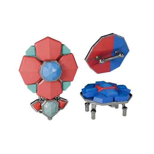 Geometric Cameo Brooch game ready 3D model, studio profile shot, highlighting brooch seams, edges, and finish layers.