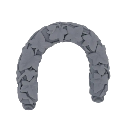 3D model of a grey archway covered in detailed ivy leaves and vines, with threaded ends.