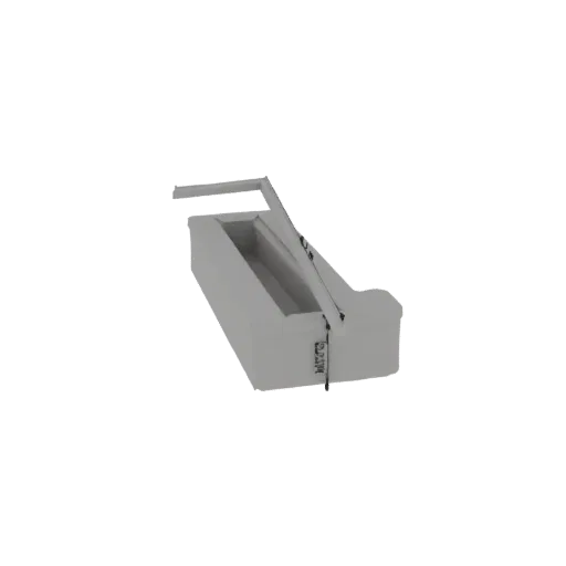 3D model of a rectangular tray with a crossbar, rendered in gray.