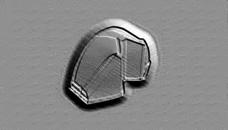 3D model of a Steampunk "Engraving" bas-relief with an engraving-like texture on a gray background.