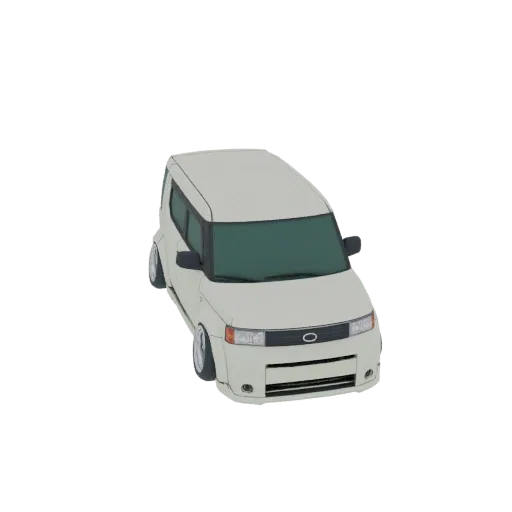 3D model of a white compact SUV with tinted windows and low-profile wheels, shown from a three-quarter front angle.