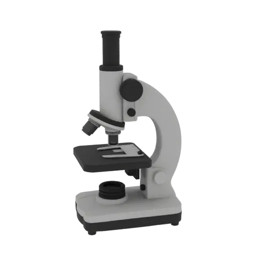 Chemistry Microscope Education 3D model, three-quarter training render, showing glass, recognizable lab forms.