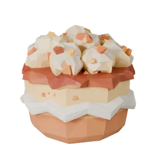 Popcorn Low Poly 3D model, game viewport three-quarter view, showing cream, sweet food silhouette.