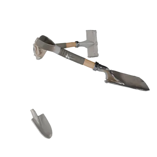 Clean Shovel High Poly 3D model, close-up studio render, showing painted metal, functional silhouettes.