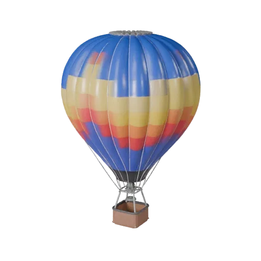 Modello 3D Mongolfiera, vista di gioco a tre quarti, asset veicolo pronto per Unity con equilibrio alare, leggibilità della c