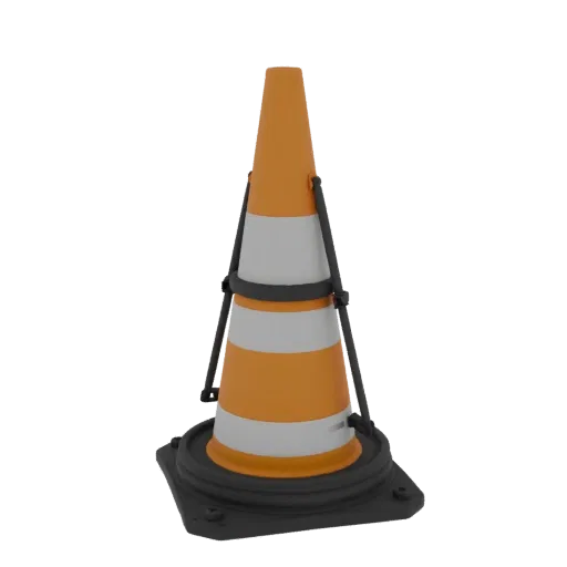 Warehouse Safety Cone Printable 3D model, isometric STL render, showing plastic shells, recognizable safety silhouettes.