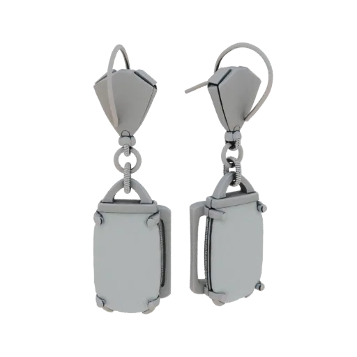 Drop Style Earrings render detail 3D model, perspective studio render, highlighting earring form and finish detail.