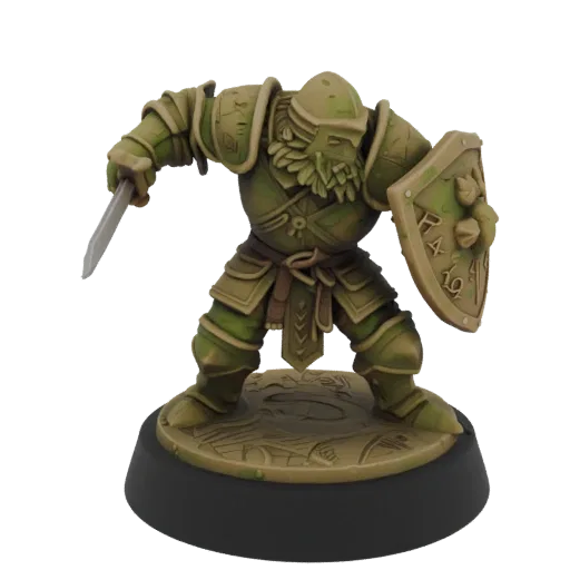 Medieval Dwarf Paladin Miniature STL - Attack