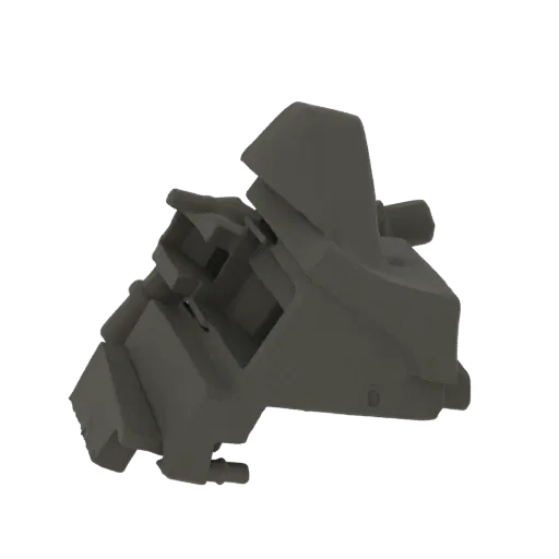 3D model of a complex industrial gearbox assembly with visible gears and housing, rendered in gray.