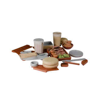 Picnic Charcuterie Board Printable 3D model, isometric STL render, showing ceramic, arranged serving layout.