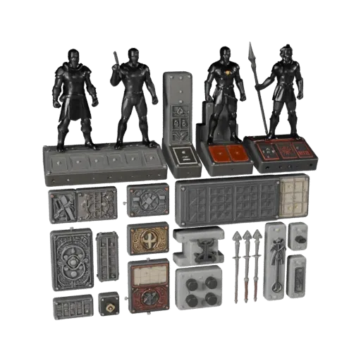 Aperçu du modèle 3D du kit modulaire Marqueur d'Objectif de Donjon montrant l'échelle, la vue de kitbashing de haut en bas
