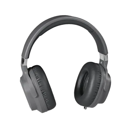 Wireless Gaming Headset Product Viz 3D model, three-quarter studio product render, showing soft ear pads, form detail.