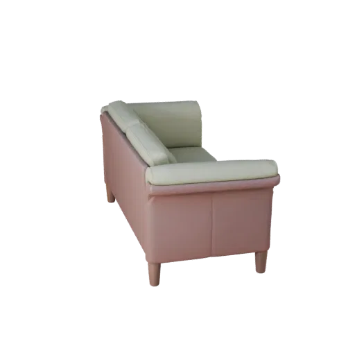 Compact Modular Couch 3D model, living room, three-quarter front view, Unity viewport, woven fabric detail.