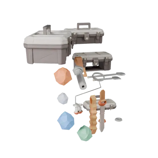 Sealed Toolbox Low Poly 3D model, game viewport three-quarter view, showing plastic, usable openings.