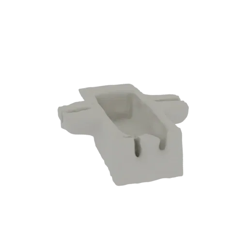 Una renderización 3D de un vaso escultórico abstracto con líneas orgánicas y fluidas y una superficie texturizada similar a l