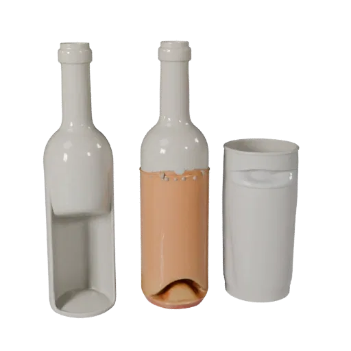 Wine Bottle STL print ready 3D model, turntable hero render, showing drink proportion and finish under studio key light.