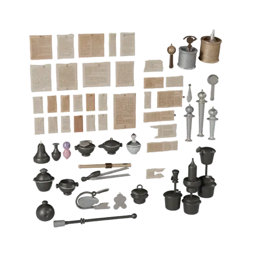 Market Candle Cluster Realistic 3D model, three-quarter studio render, showing paper-like cards, small readable forms.