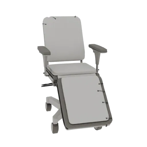 Ward Exam Chair Education 3D model, three-quarter training render, showing painted metal, clinical silhouette.