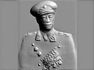 3D model of Soviet military leader bas-relief in parade uniform with orders and medals