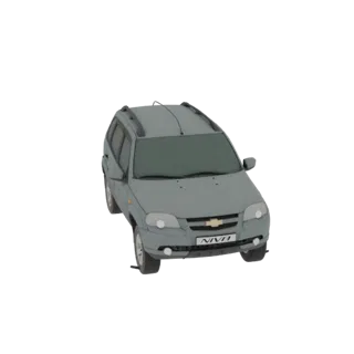 Modelo 3D de un Chevrolet Niva Station Wagon gris, visto desde un ángulo frontal-izquierdo ligeramente elevado.