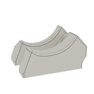 3D render of a white, curved support structure with clean lines and a modern design, set against a white background.