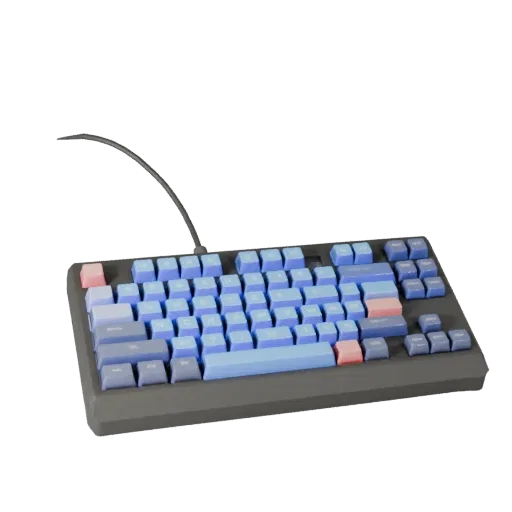Rgb Mechanical Keyboard Low Poly 3D model, game viewport three-quarter view, showing plastic shells, desktop scale.