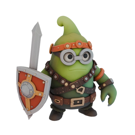 Green Monster Warrior with Sword and Shield
