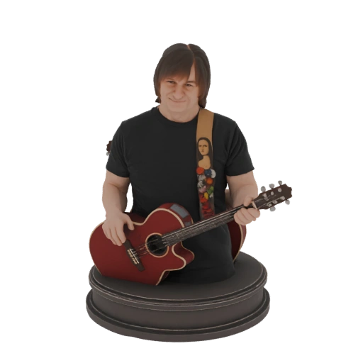Musician with Guitar Bust 3D Model