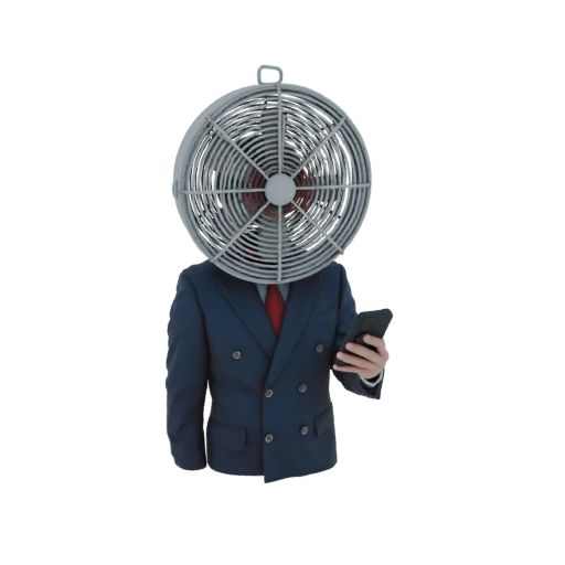 Fan Head Businessman 3D Model